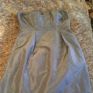 JCrew Strapless Blue Silk Knee Length Dress sz 6